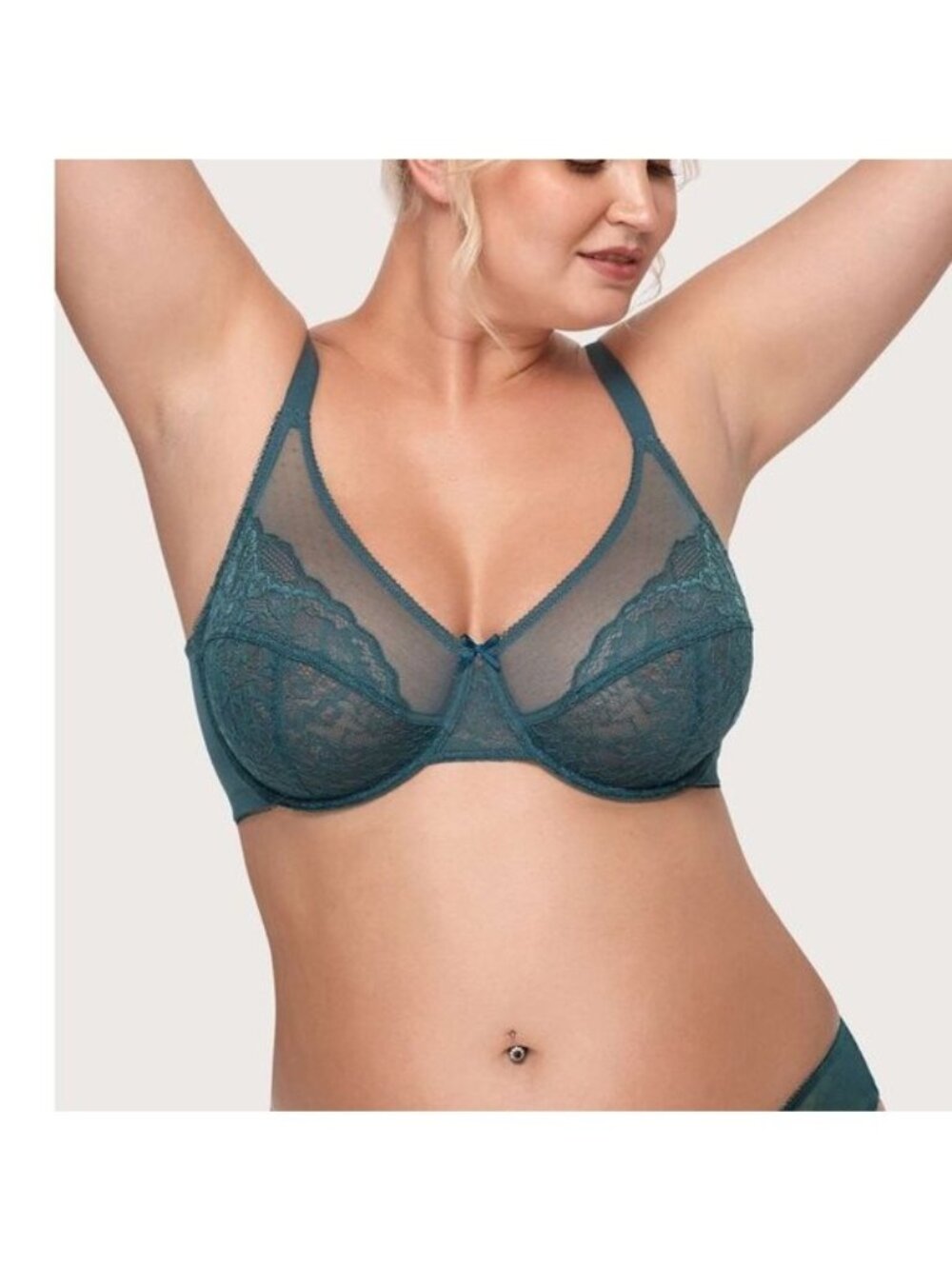 HSIA Teal Lace Underwire Bra Size 34D NWT